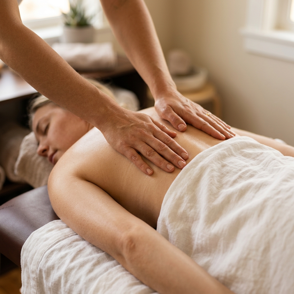 Hands performing gentle flowing massage